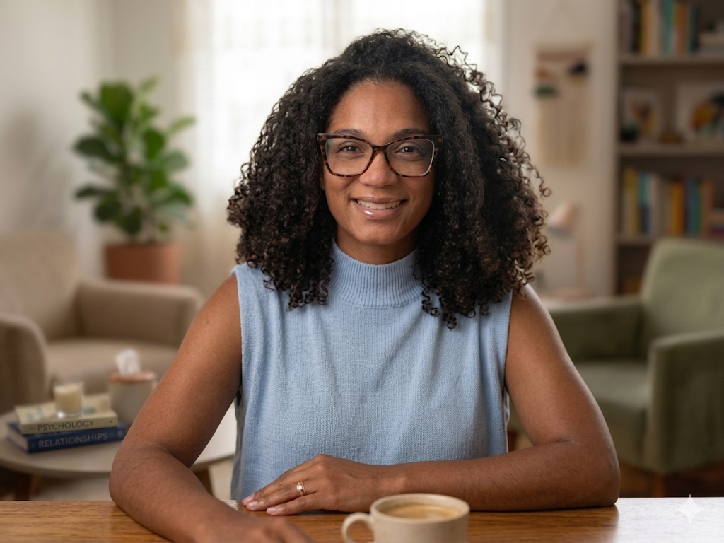 Psicóloga em ambiente de atendimento